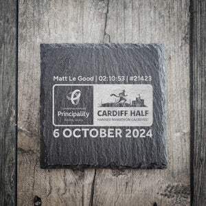 Official Cardiff Half Marathon 2024 Personalised Slate Coaster