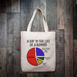 Priorities In A Slice - Day In The Life Of A Runner Tote Bag | Running Bag