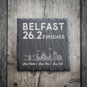 Belfast 26.2 Finisher Skyline Slate Marathon Coaster