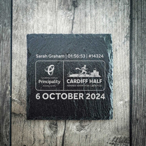 Official Cardiff Half Marathon 2024 Personalised Slate Coaster