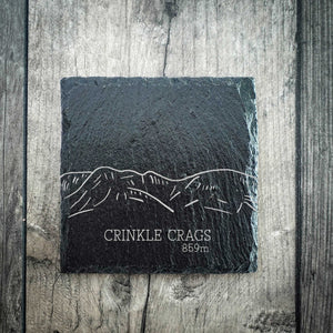 Crinkle Crags Slate Summit Line Art Coaster