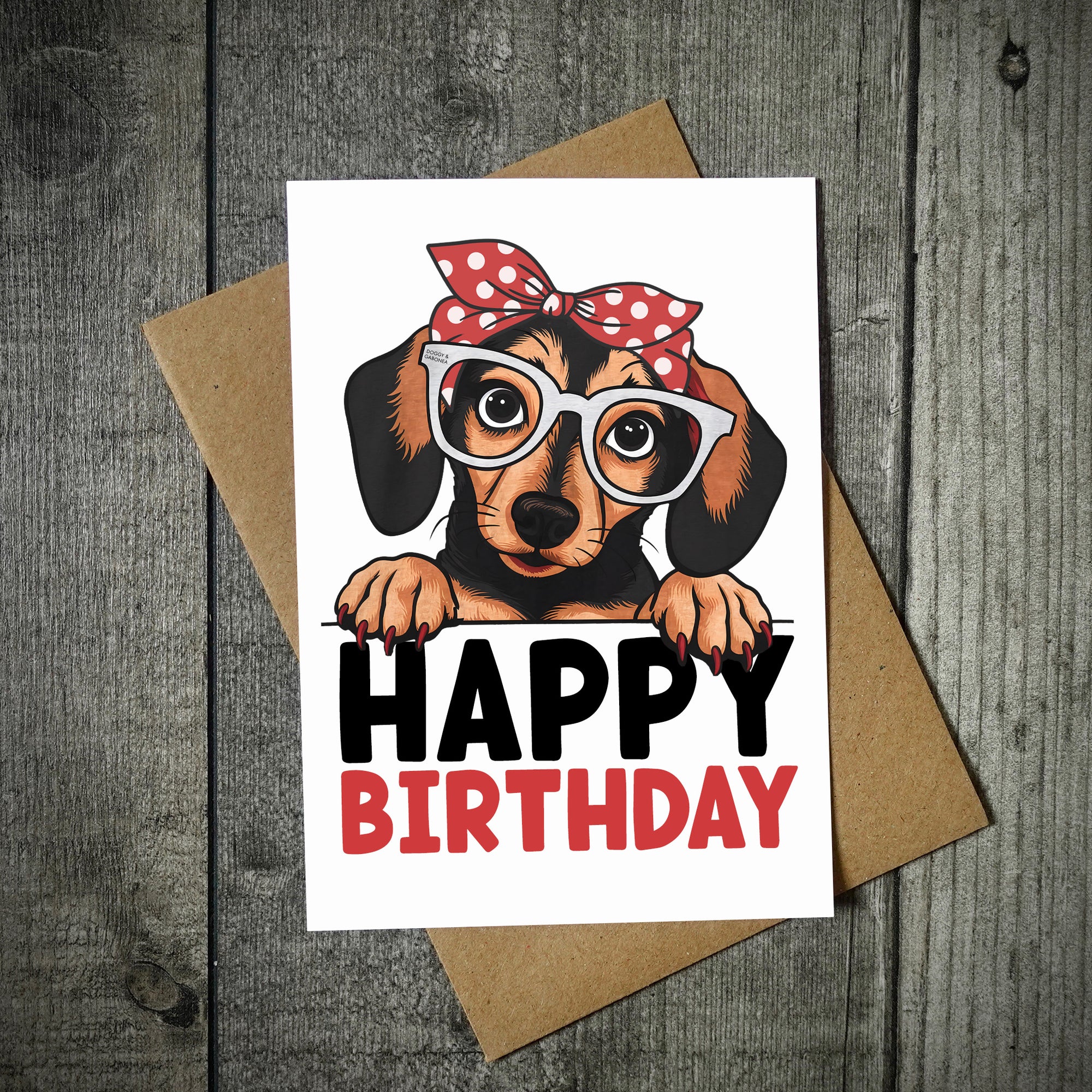 Cute Dachshund Birthday Card | Cartoon Dachshund Birthday Card