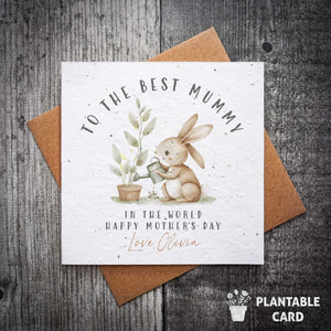 Personalised Cute Gardening Bunny Mother's Day Card | Plantable Mother's Day Card