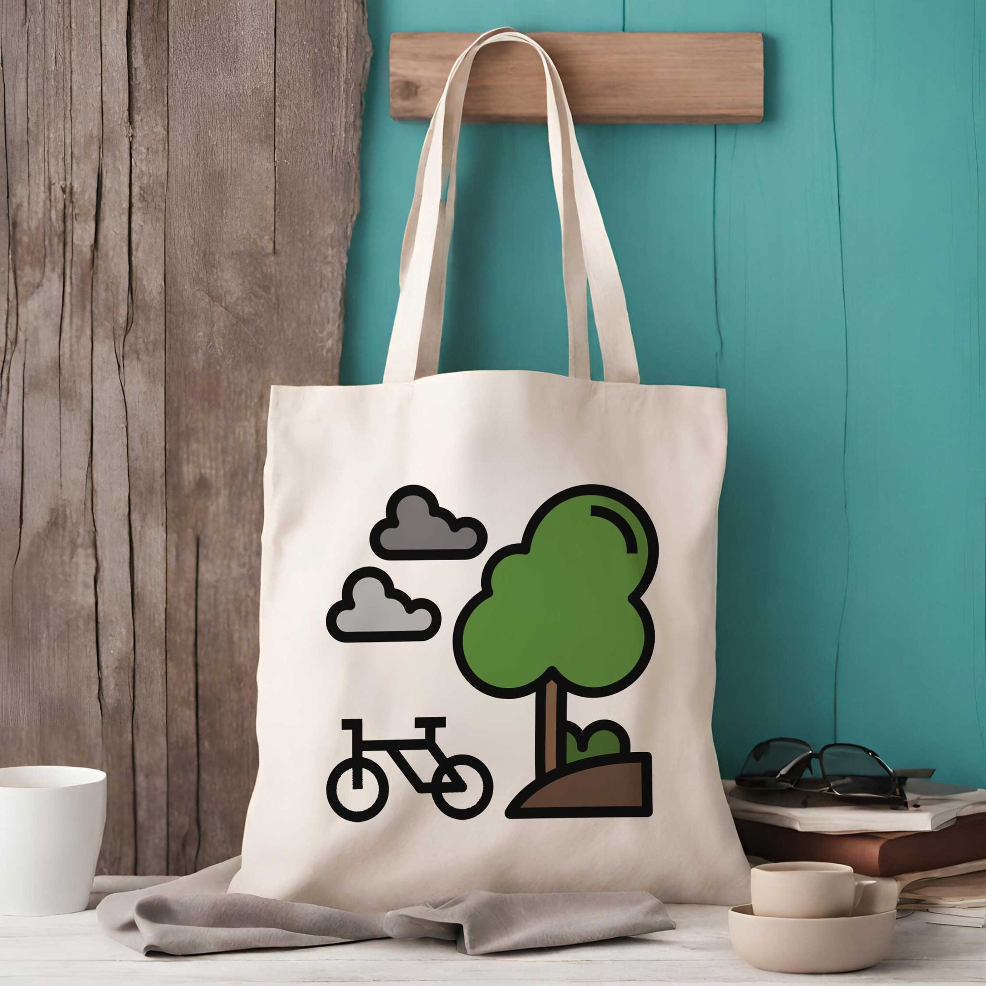 Cartoon Cycling Tote Simple Cycling Cartoon Tote Bag – Two Styles, Ideal Gift for Bike Lovers