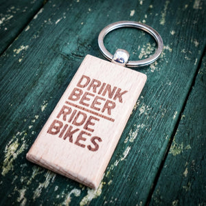 Drink Beer Ride Bikes Cycling Keyring