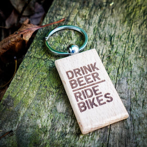 Drink Beer Ride Bikes Cycling Keyring