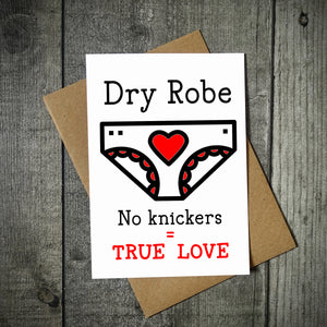 Dry Robe No Knickers True Love Funny Valentine's Card | Wild Swimming Card