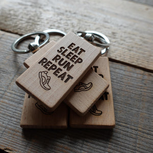 Eat Sleep Run Repeat Wooden Running Keyring