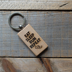 Eat Sleep Run Repeat Wooden Running Keyring