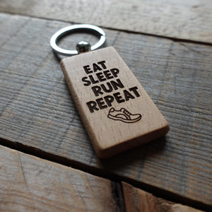 Eat Sleep Run Repeat Wooden Running Keyring