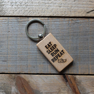 Eat Sleep Run Repeat Wooden Running Keyring