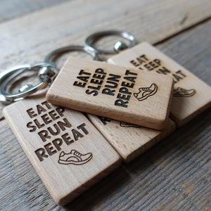 Eat Sleep Run Repeat Wooden Running Keyring