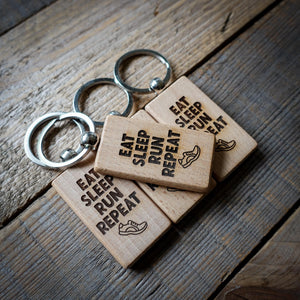 Eat Sleep Run Repeat Wooden Running Keyring