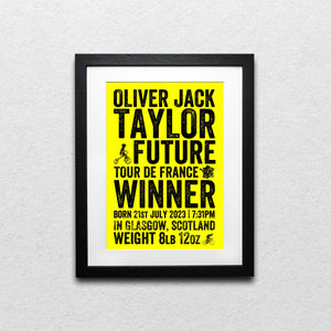 Personalised Future Tour de France Winner Birth Print