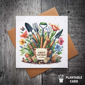 A Gardeners Dreams Garden Tools Plantable Birthday Card