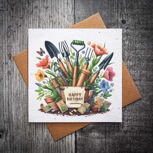 A Gardeners Dreams Garden Tools Plantable Birthday Card