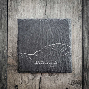 Haystacks Slate Summit Line Art Coaster