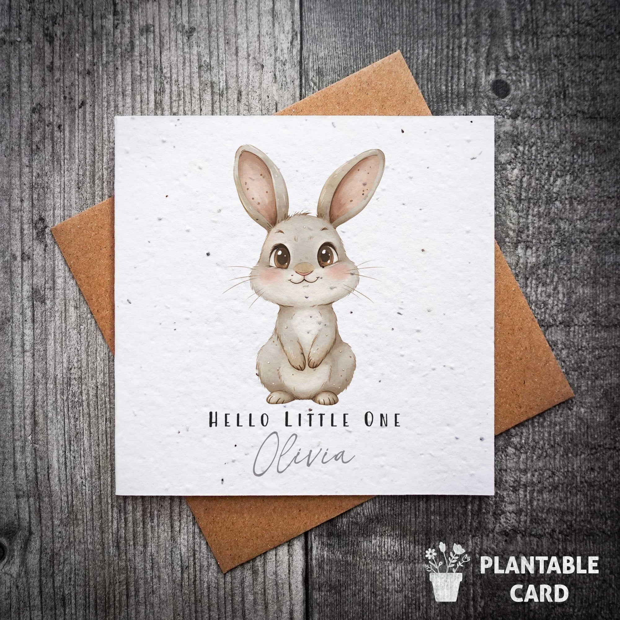 Hello Little One Personalised Little Bunny New Baby Card | Plantable Seed Birth Card