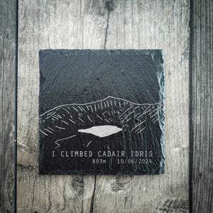 Personalised I Climbed Cadair Idris Slate Summit Coaster