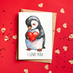 I Love You Emperor Penguin Valentine's Card