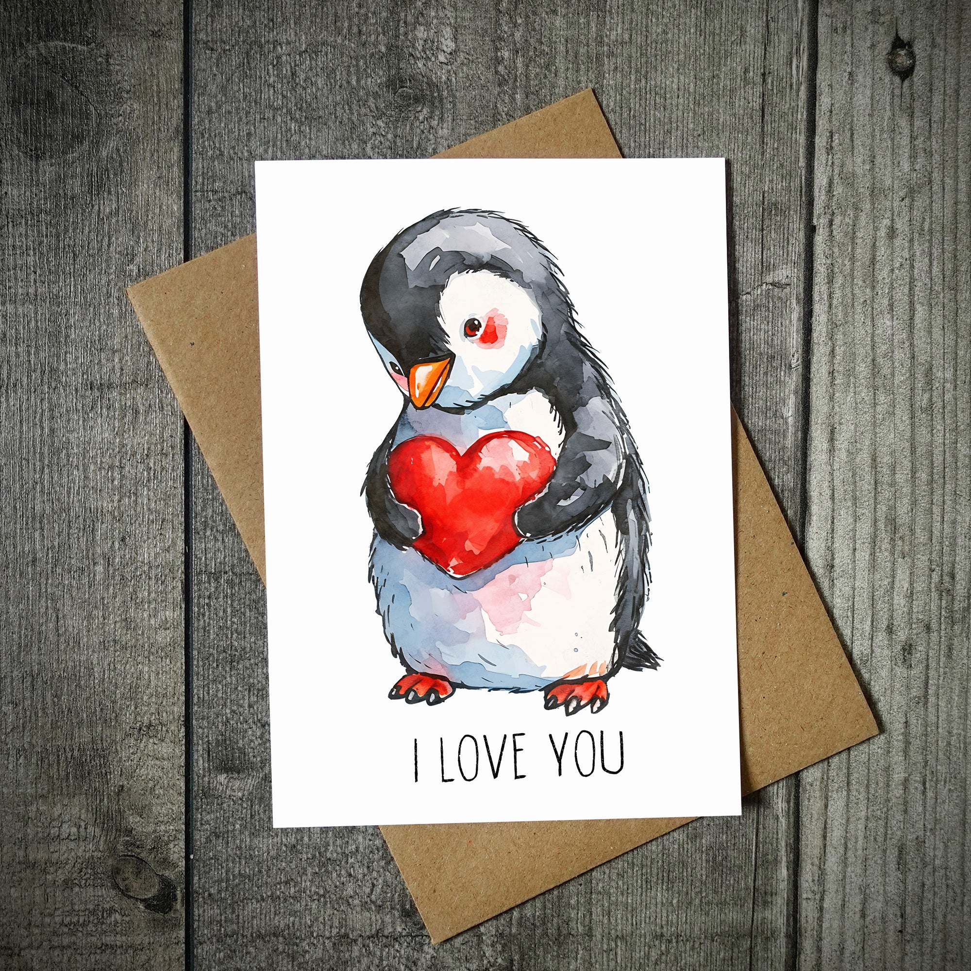 I Love You Emperor Penguin Valentine's Card