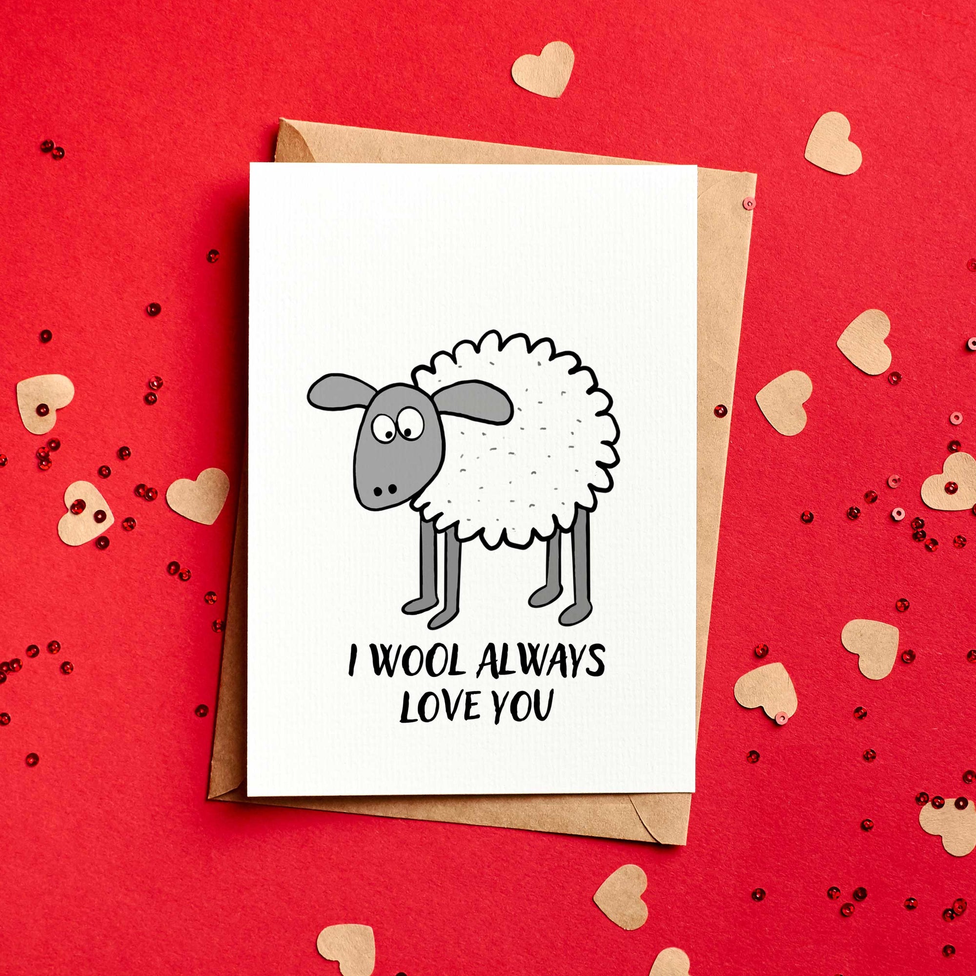 I Wool Always Love You Cute Sheep Valentine's Card