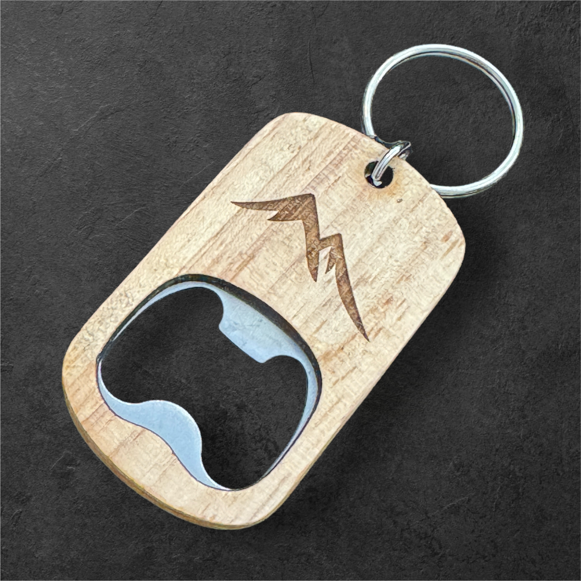 Wooden Mountains Bottle Opener Key Ring