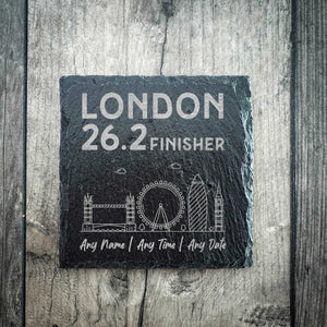 London 26.2 Finisher Skyline Slate Marathon Coaster