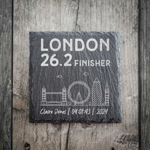 London 26.2 Finisher Skyline Slate Marathon Coaster