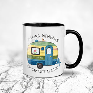 Personalised Making Memories One Campsite At A Time Caravan Mug.