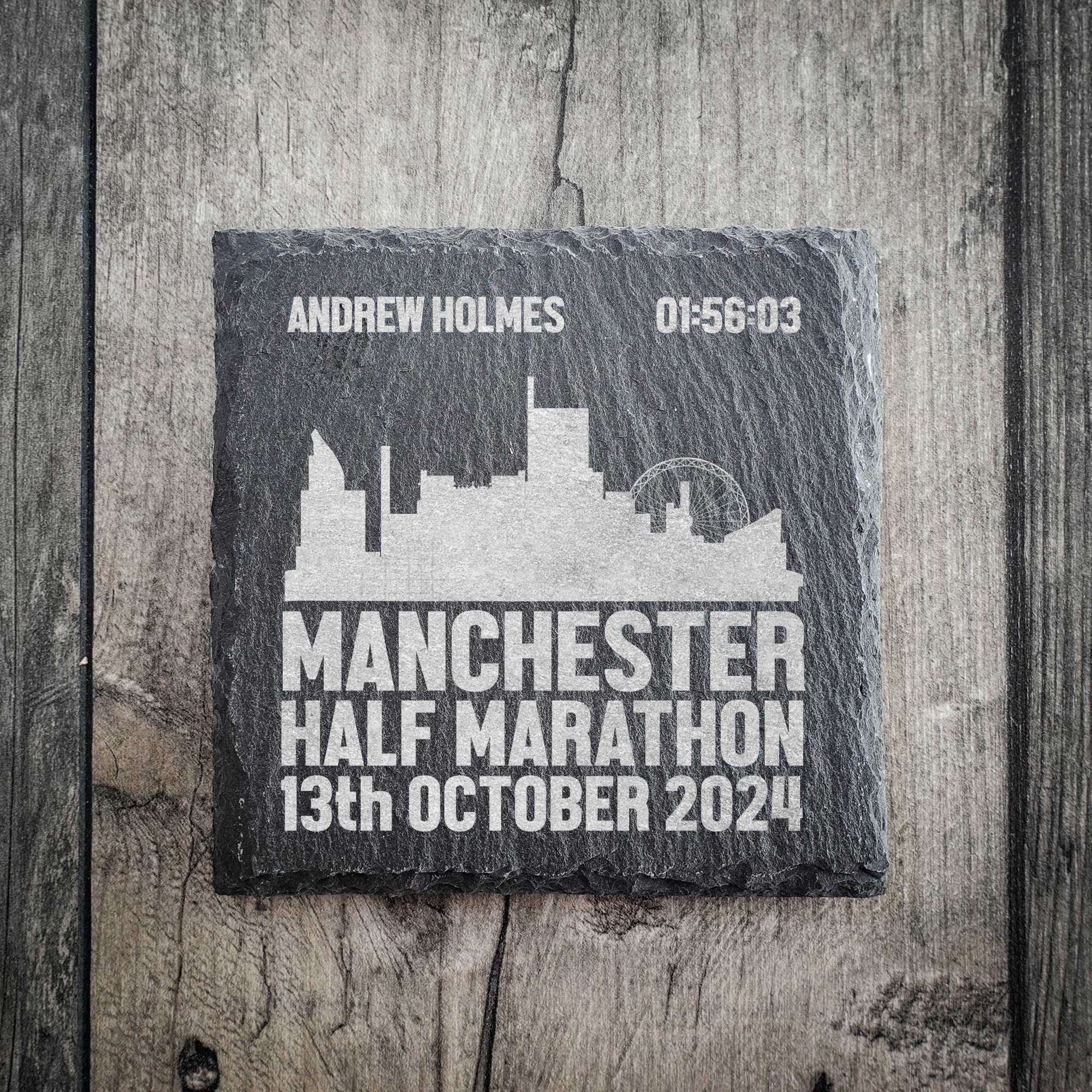 Personalised Manchester Half Marathon Coaster - Skyline