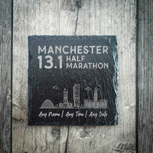 Manchester 13.1 Half Marathon Finisher Skyline Slate Coaster