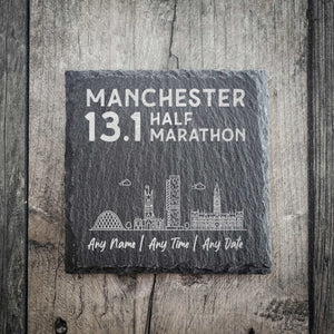 Manchester 13.1 Half Marathon Finisher Skyline Slate Coaster
