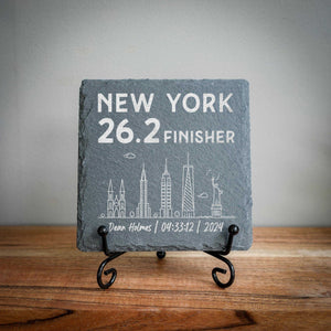 New York 26.2 Marathon Finisher Skyline Slate Coaster