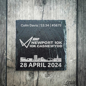 Official Newport Marathon Festival 2024 Personalised Slate Coaster