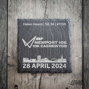 Official Newport Marathon Festival 2024 Personalised Slate Coaster