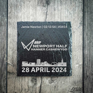 Official Newport Marathon Festival 2024 Personalised Slate Coaster