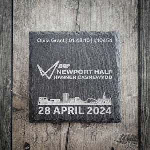 Official Newport Marathon Festival 2024 Personalised Slate Coaster