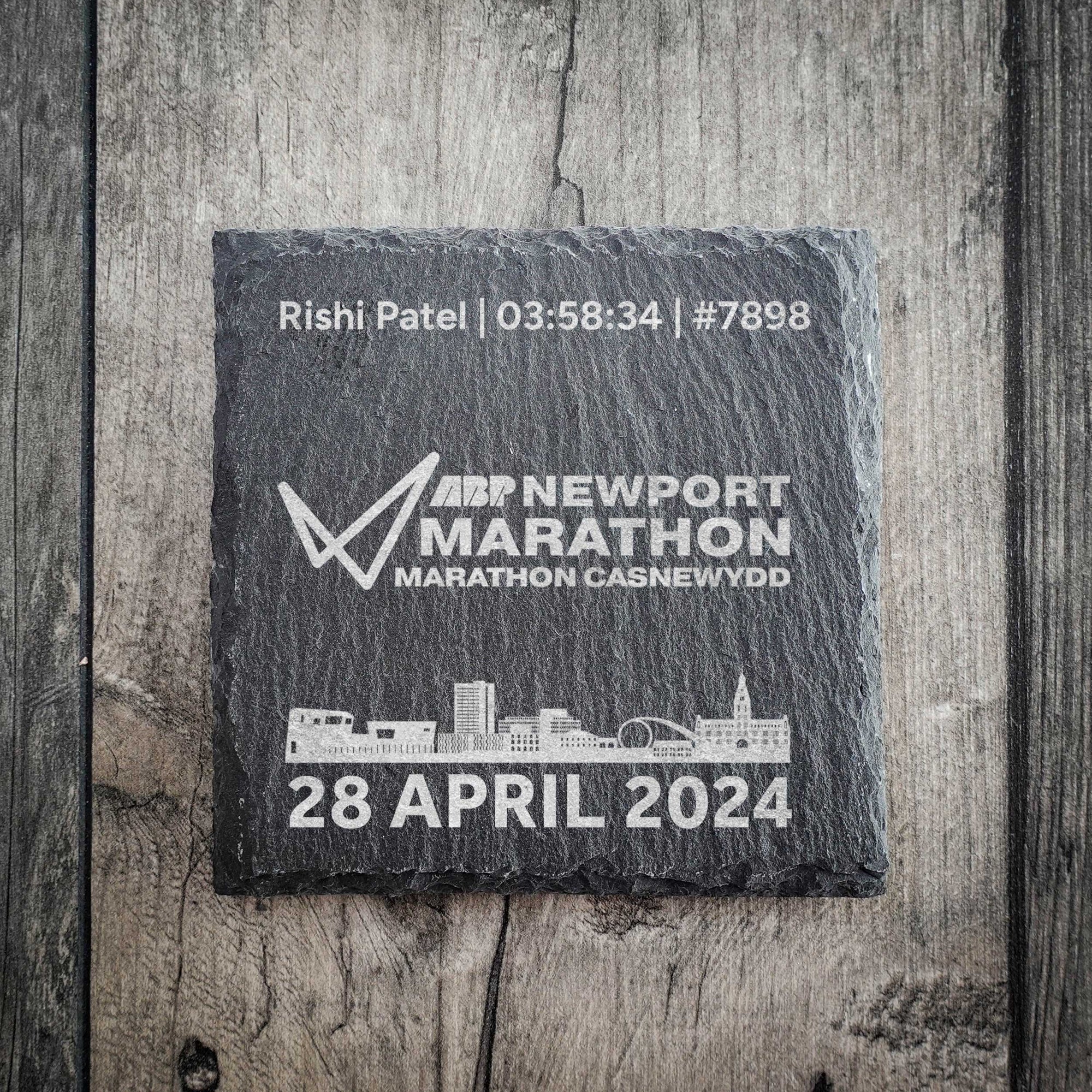 Official Newport Marathon Festival 2024 Personalised Slate Coaster