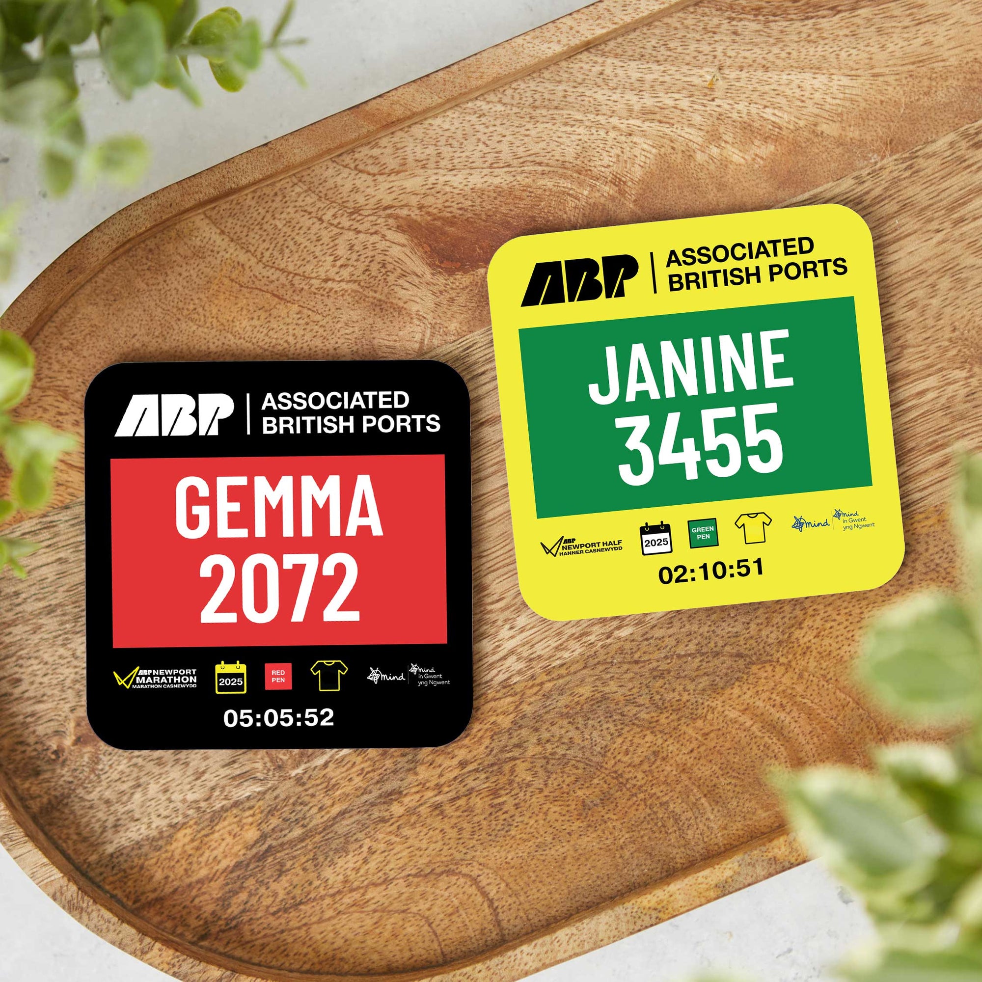 Official Newport Marathon Festival 2025 Personalised Race Bib Coasters