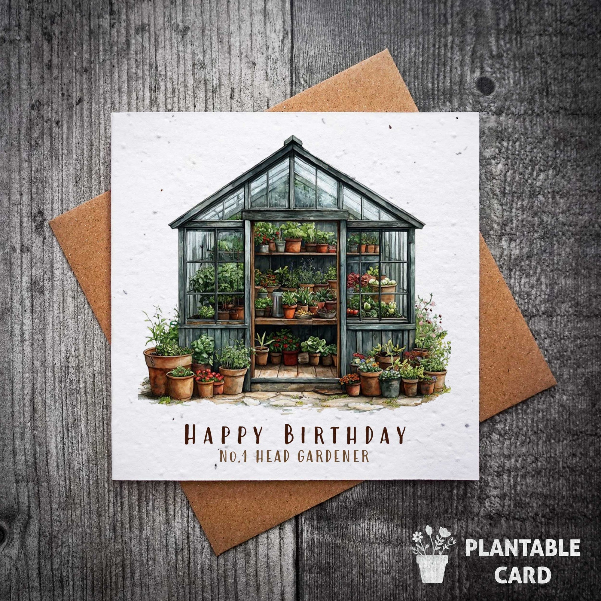 No.1 Head Gardener Greenhouse Plantable Birthday Card