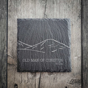 Old Man Of Coniston Slate Summit Line Art Coaster