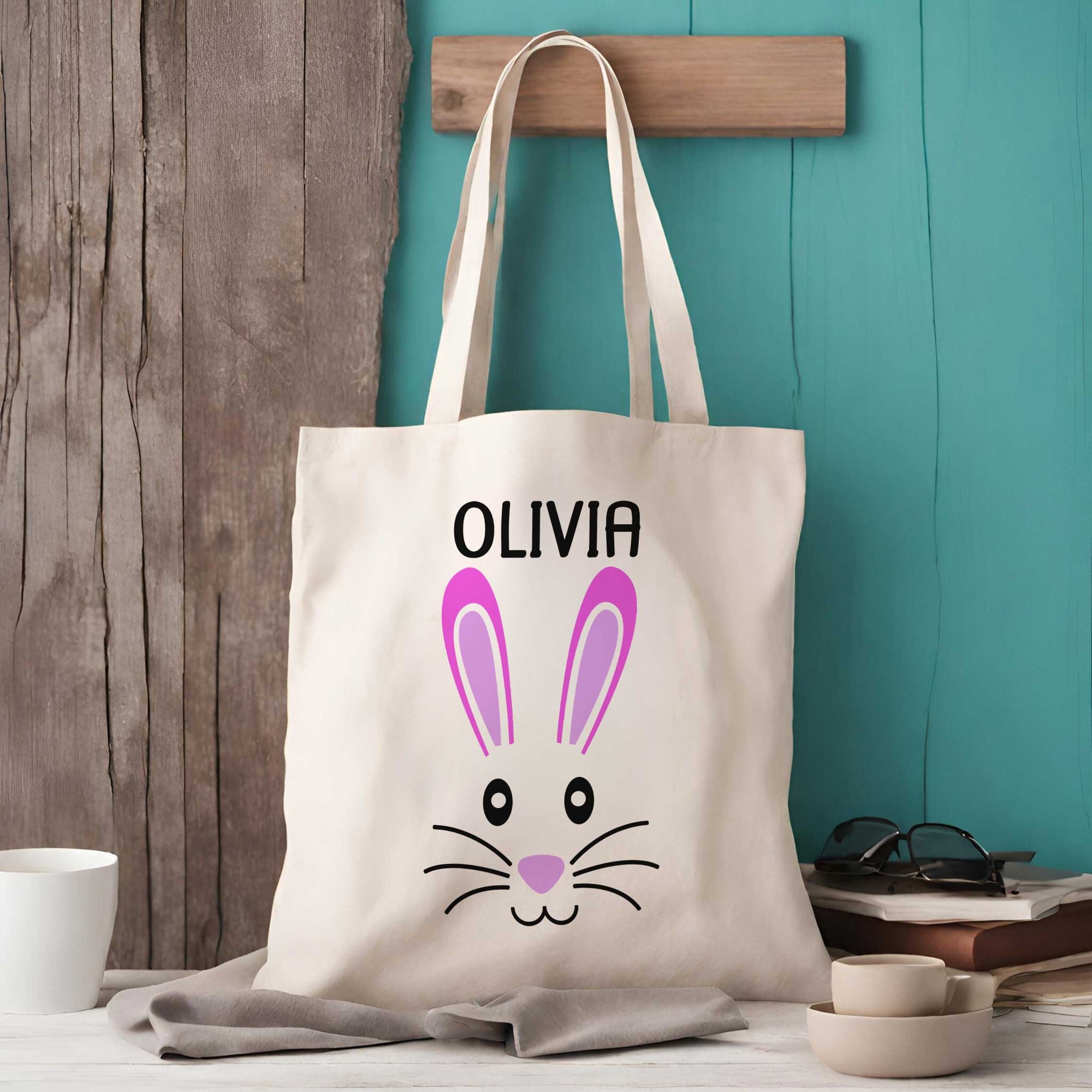 Personalised Bunny Easter Bag – Custom Name, Ideal for Easter Egg Hunts