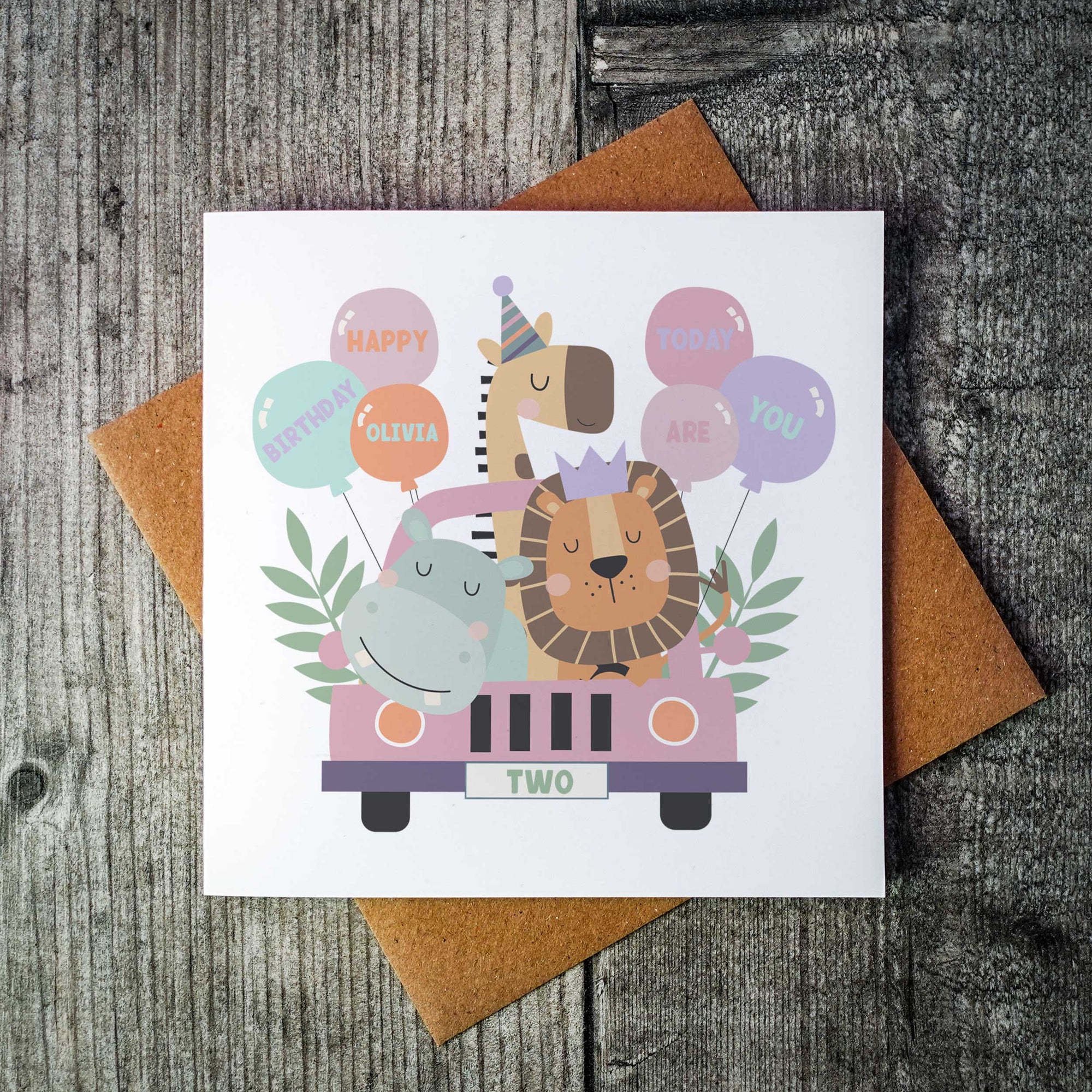 Personalised Jungle Animal Birthday Card