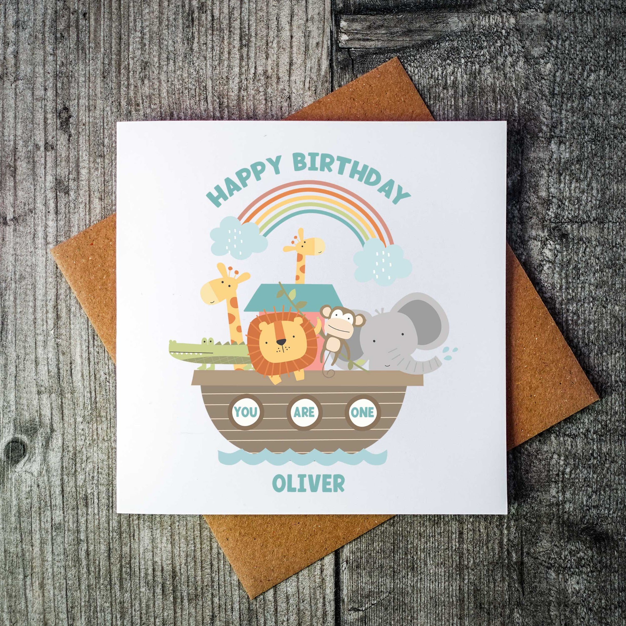 Personalised Noah's Ark Birthday Card