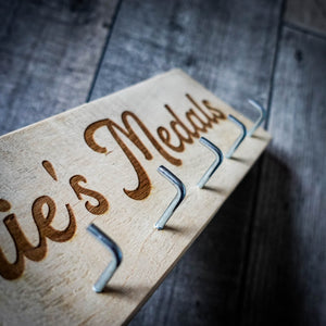 Personalised Medal Rack Display – Handmade from Reclaimed Wood