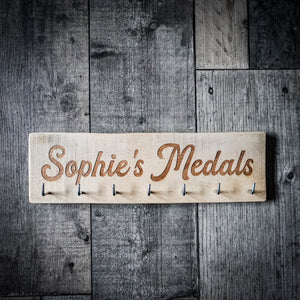 Personalised Medal Rack Display – Handmade from Reclaimed Wood