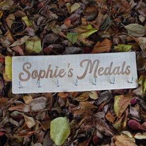 Personalised Medal Rack Display – Handmade from Reclaimed Wood