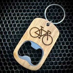 Personalised Wooden Bike Bottle Opener Key Ring
