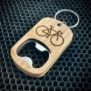 Personalised Wooden Bike Bottle Opener Key Ring